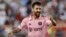 El argentino Lionel Messi festeja su tanto con el Inter Miami ante los Red Bulls de Nueva York, este sábado en Harrison, Nueva Jersey. (AP/Eduardo Muñoz Álvarez)