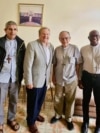 De Izq. a der. el obispo auxiliar de Holguín, Marcos Pirán Gómez, el embajador Hammer, el obispo de Bayamo, Álvaro Julio Beyra Luarca, y el obispo de la Diócesis de Guantánamo-Baracoa, Silvano Pedroso Montalvo.