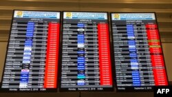 Fort Lauderdale International Airport está cerrado por el paso del huracán Dorian. AFP / Michele Eve SANDBERG