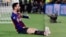 El delantero argentino de Barcelona, Lionel Messi, celebra el tercer gol de su equipo durante la semifinal de la UEFA Champions League, partido de fútbol de ida entre Barcelona y Liverpool en el Camp Nou Stadium de Barcelona el 1 de mayo de 2019.